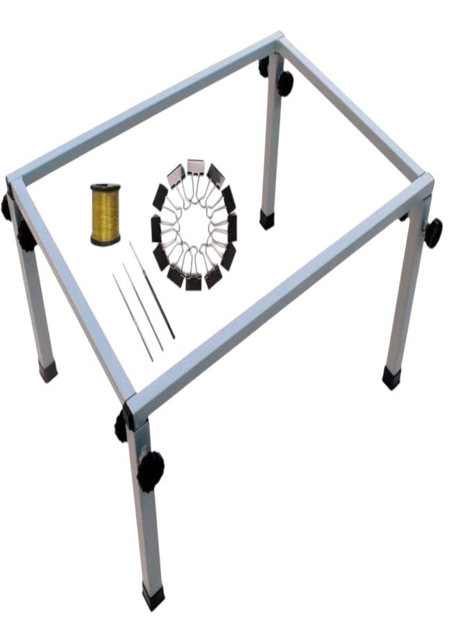 Ragro Box Square Type Aari Stand 24 X 16-Inches Size Aari Embroidery Stand/with 3Aari Needle/ Gold Zari Thread and 12 Clip /Alternative for Hoops/Aari Work Materials - Image 1